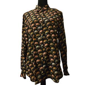 0039 Italy M Silk Top Lizards Maximalist Old Money Luxury Unique Rare